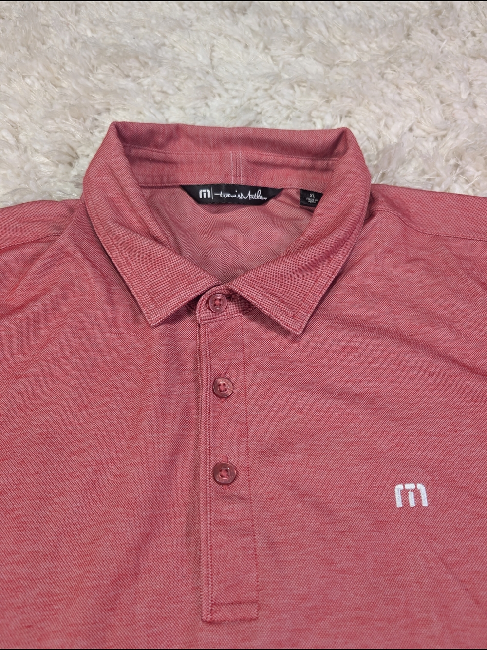 Travis Mathew Men's Polo in Heathered Rose Red